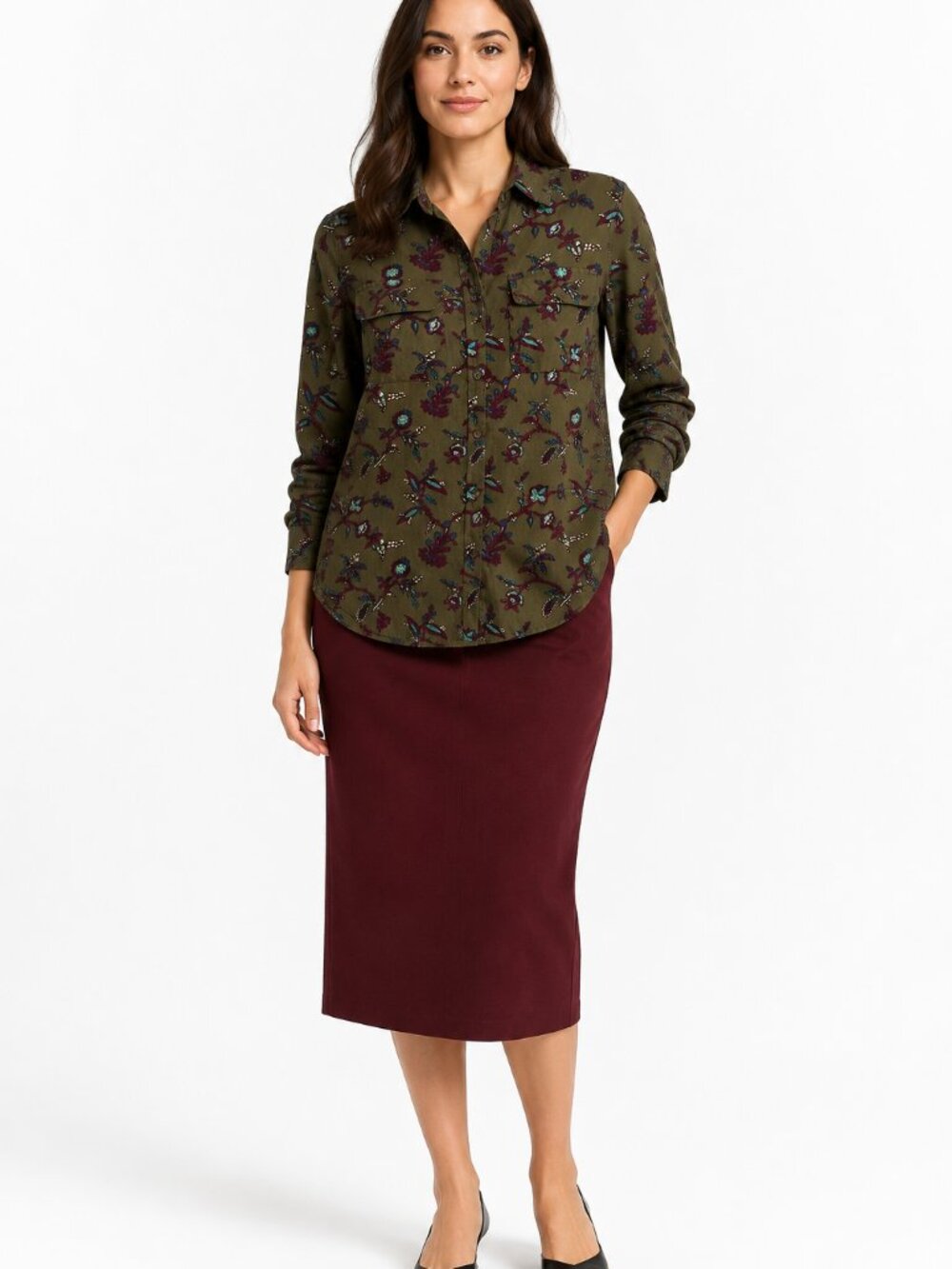 NWT Joe Fresh Paisley Top & Banana Republic Pencil Skirt Bundle